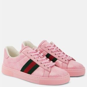 New Gucci PINK Lace-Up Sneakers Shoes